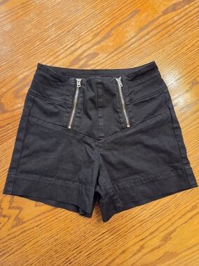 bebe Black High-Rise Front-Zip Pocket Shorts